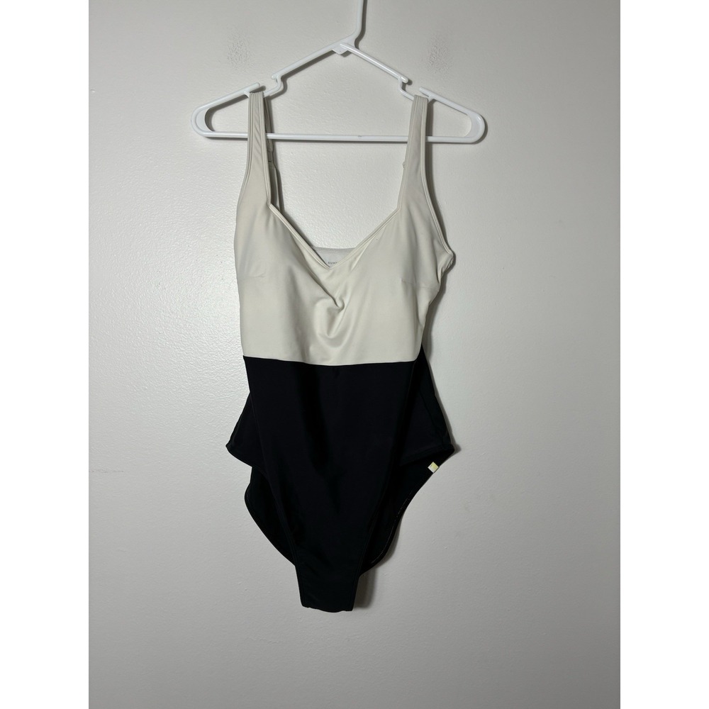 Summersalt Color Block Ivory Black Modest One Piece Bathing suit 10 Beach Resort - Picture 2 of 6